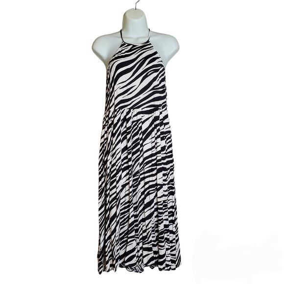 Abound Zebra Print Halter Midi Dress XXS Animal Fall 2025 Trend Edgy Minimalist - Picture 1 of 9